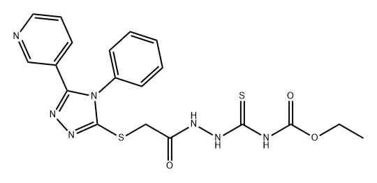 Acetic acid, 2-[[4-phenyl-5-(3-pyridinyl)-4H-1,2,4-triazol-3-yl]thio]-, 2-[[(ethoxycarbonyl)amino]thioxomethyl]hydrazide Structure