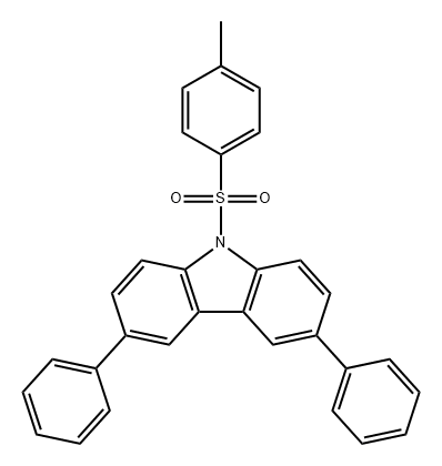 9H-Carbazole, 9-[(4-methylphenyl)sulfonyl]-3,6-diphenyl- 化学構造式