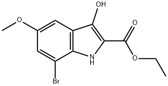 Ethyl 7-bromo-3-hydroxy-5-methoxy-1H-indole-2-carboxylate Struktur