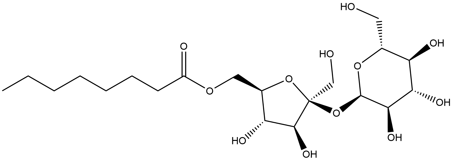 α-D-Glucopyranoside, 6-O-(1-oxooctyl)-β-D-fructofuranosyl Structure