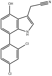7-(2,4-Dichlorophenyl)-4-hydroxyindole-3-acetonitrile,1361680-27-4,结构式