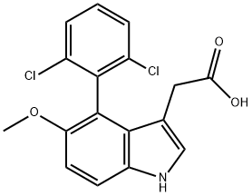 4-(2,6-Dichlorophenyl)-5-methoxyindole-3-acetic acid 结构式