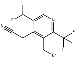 3-(Bromomethyl)-5-(difluoromethyl)-2-(trifluoromethyl)pyridine-4-acetonitrile,1361704-05-3,结构式