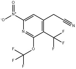6-Nitro-2-(trifluoromethoxy)-3-(trifluoromethyl)pyridine-4-acetonitrile,1361738-21-7,结构式