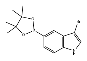 1H-Indole, 3-bromo-5-(4,4,5,5-tetramethyl-1,3,2-dioxaborolan-2-yl)- 化学構造式