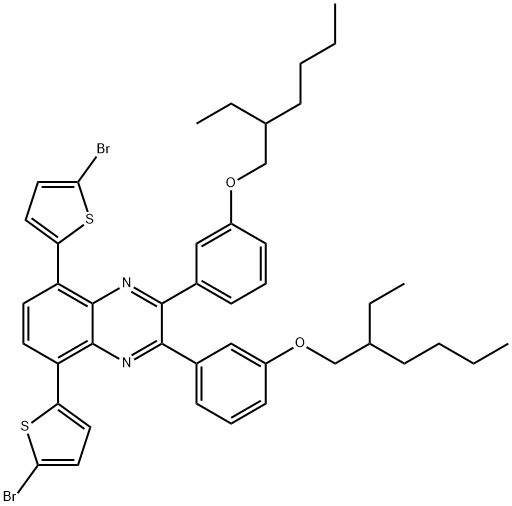 Quinoxaline, 5,8-bis(5-bromo-2-thienyl)-2,3-bis[3-[(2-ethylhexyl)oxy]phenyl]- Struktur