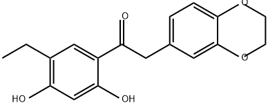 Ethanone, 2-(2,3-dihydro-1,4-benzodioxin-6-yl)-1-(5-ethyl-2,4-dihydroxyphenyl)-,136498-55-0,结构式