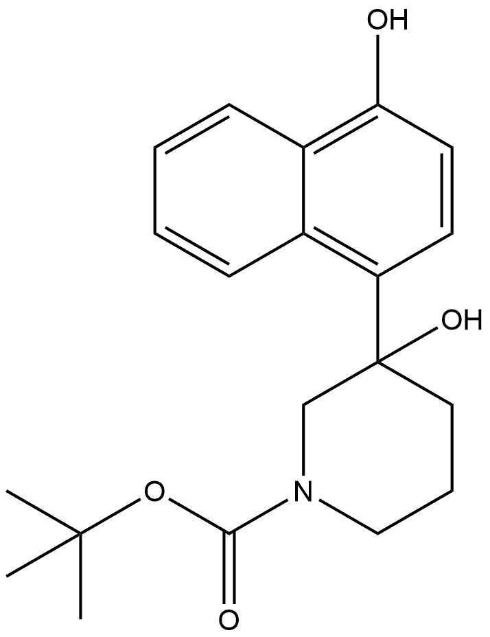 1,1-Dimethylethyl 3-hydroxy-3-(4-hydroxy-1-naphthalenyl)-1-piperidinecarboxylate Struktur