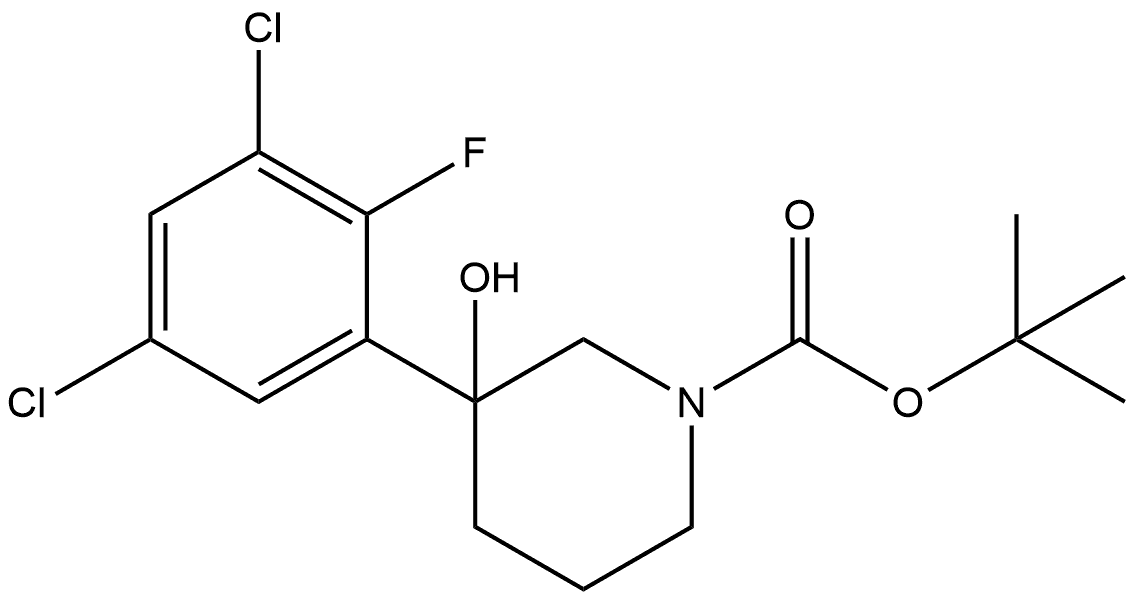 1,1-Dimethylethyl 3-(3,5-dichloro-2-fluorophenyl)-3-hydroxy-1-piperidinecarbo... Structure