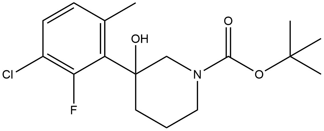 1,1-Dimethylethyl 3-(3-chloro-2-fluoro-6-methylphenyl)-3-hydroxy-1-piperidine... Structure