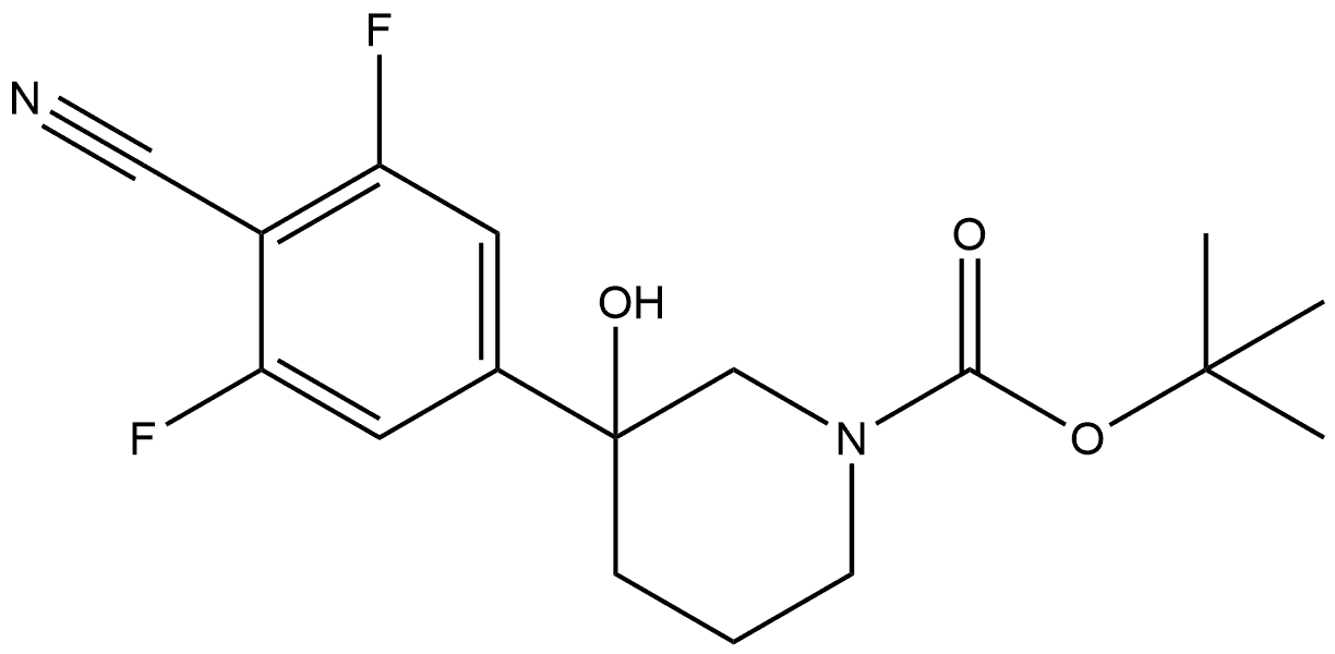 1,1-Dimethylethyl 3-(4-cyano-3,5-difluorophenyl)-3-hydroxy-1-piperidinecarbox... Structure