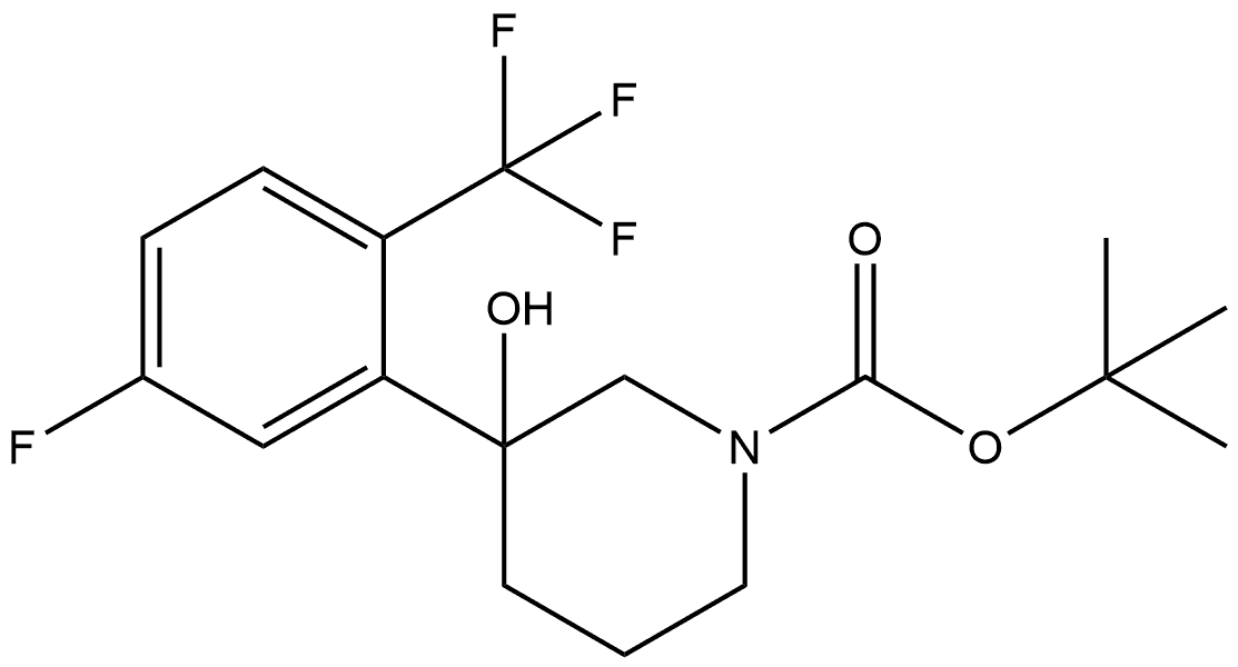 1,1-Dimethylethyl 3-[5-fluoro-2-(trifluoromethyl)phenyl]-3-hydroxy-1-piperidi... 化学構造式