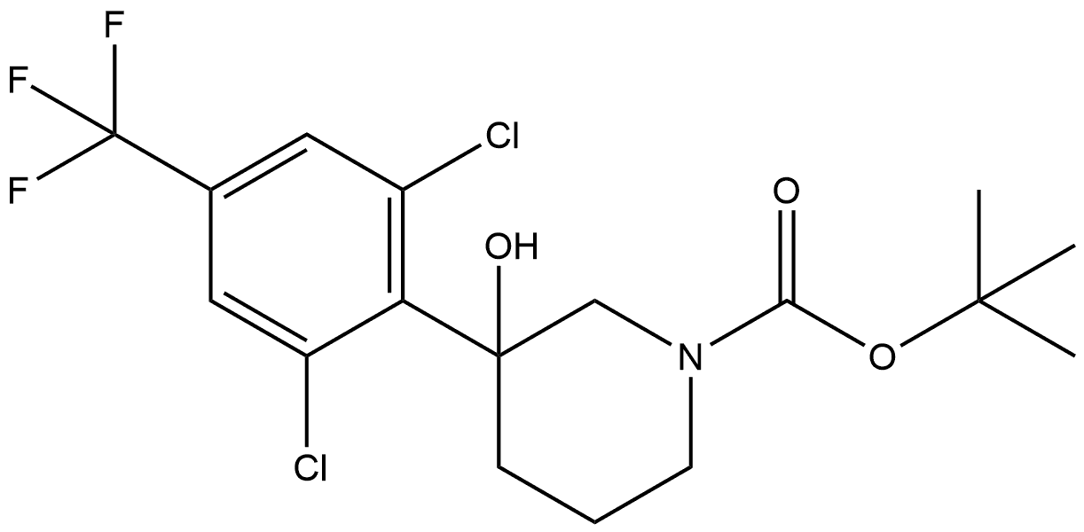 1,1-Dimethylethyl 3-[2,6-dichloro-4-(trifluoromethyl)phenyl]-3-hydroxy-1-pipe... Structure