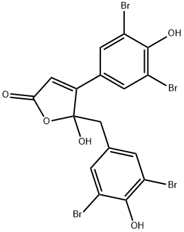 5-ヒドロキシ-4-(4-ヒドロキシ-3,5-ジブロモフェニル)-5-(4-ヒドロキシ-3,5-ジブロモベンジル)フラン-2(5H)-オン 化学構造式