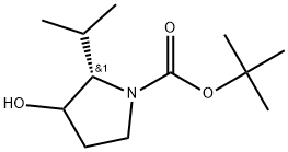 1,1-Dimethylethyl (2S)-3-hydroxy-2-(1-methylethyl)-1-pyrrolidinecarboxylate Struktur