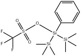 Methanesulfonic acid, trifluoro-, 2,2,2-trimethyl-1-phenyl-1-(trimethylsilyl)disilanyl ester (9CI) 化学構造式
