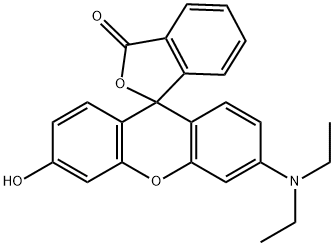 Spiro[isobenzofuran-1(3H),9'-[9H]xanthen]-3-one, 3'-(diethylamino)-6'-hydroxy- 化学構造式