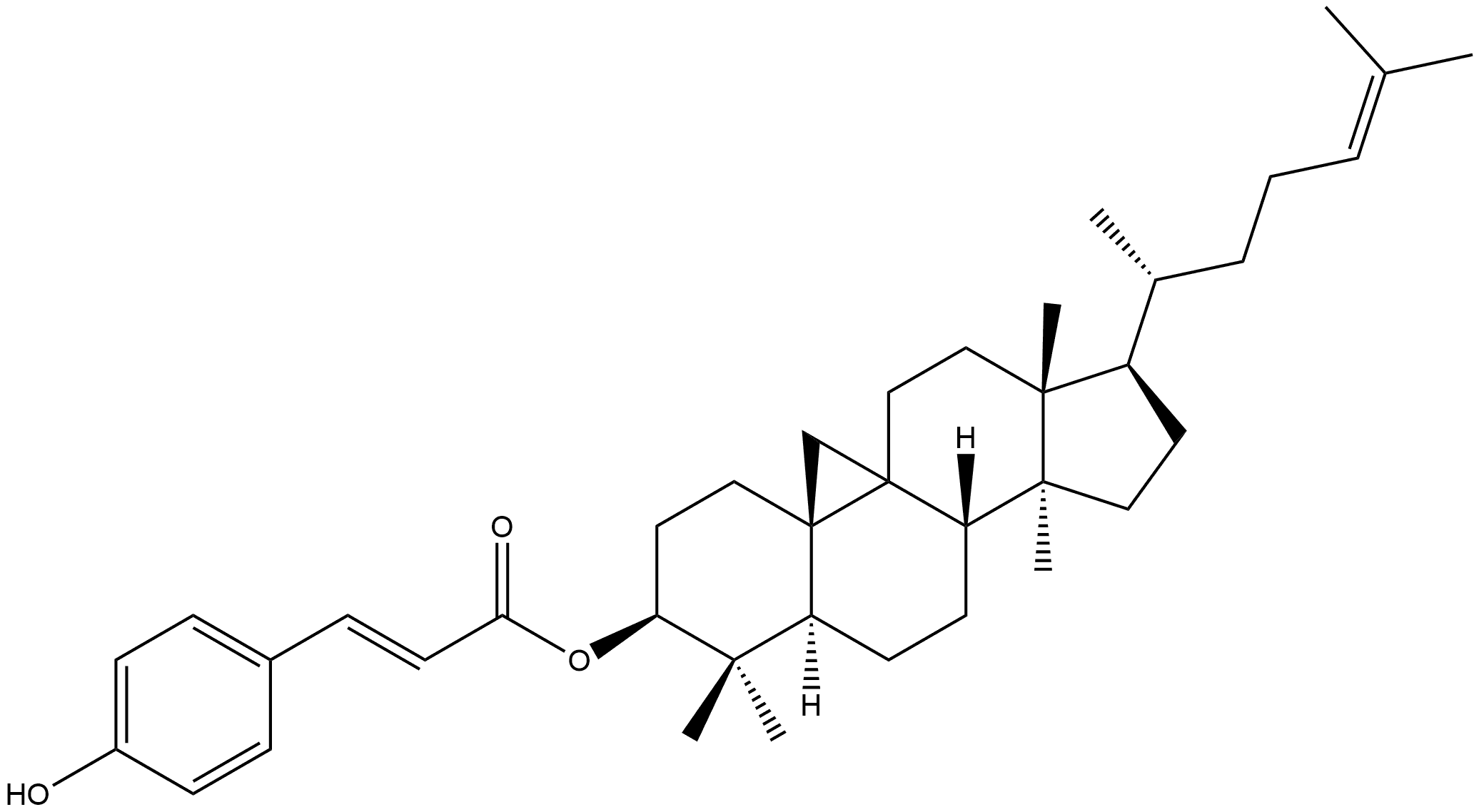 9,19-Cyclolanost-24-en-3-ol, (2E)-3-(4-hydroxyphenyl)-2-propenoate, (3β)- (9CI) 结构式