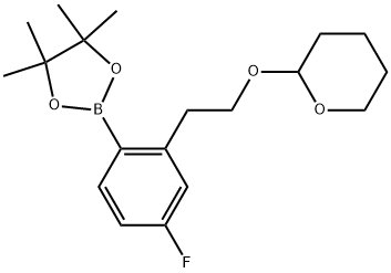 2-[2-[5-Fluoro-2-(4,4,5,5-tetramethyl-1,3,2-dioxaborolan-2-yl)phenyl]ethoxy]tetrahydro-2H-pyran 化学構造式