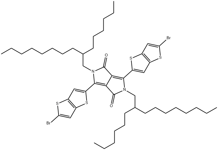3,6-Bis-(5-broMo-thieno[3,2-b]thiophen-2-yl)-2,5-bis-(2-hexyl-decyl)-2,5-dihydro-pyrrolo[3,4-c]pyrrole-1,4-dione
BT-DPP-iC16 Structure