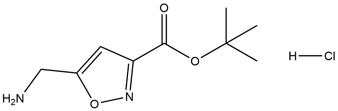3-Isoxazolecarboxylic acid, 5-(aminomethyl)-, 1,1-dimethylethyl ester, hydrochloride (1:1) Structure