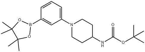 Carbamic acid, N-[1-[3-(4,4,5,5-tetramethyl-1,3,2-dioxaborolan-2-yl)phenyl]-4-piperidinyl]-, 1,1-dimethylethyl ester Struktur