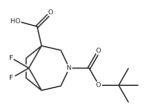 3-Azabicyclo[3.2.1]octane-1,3-dicarboxylic acid, 8,8-difluoro-, 3-(1,1-dimethylethyl) ester 化学構造式