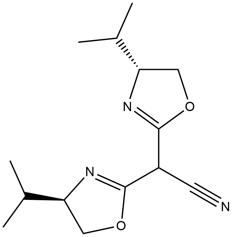 2,2-双((R)-4-异丙基-4,5-二氢噁唑-2-基)乙腈, 1373051-75-2, 结构式