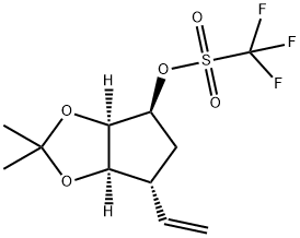 Methanesulfonic acid, 1,1,1-trifluoro-, (3aR,4S,6R,6aR)-6-ethenyltetrahydro-2,2-dimethyl-4H-cyclopenta-1,3-dioxol-4-yl ester Struktur