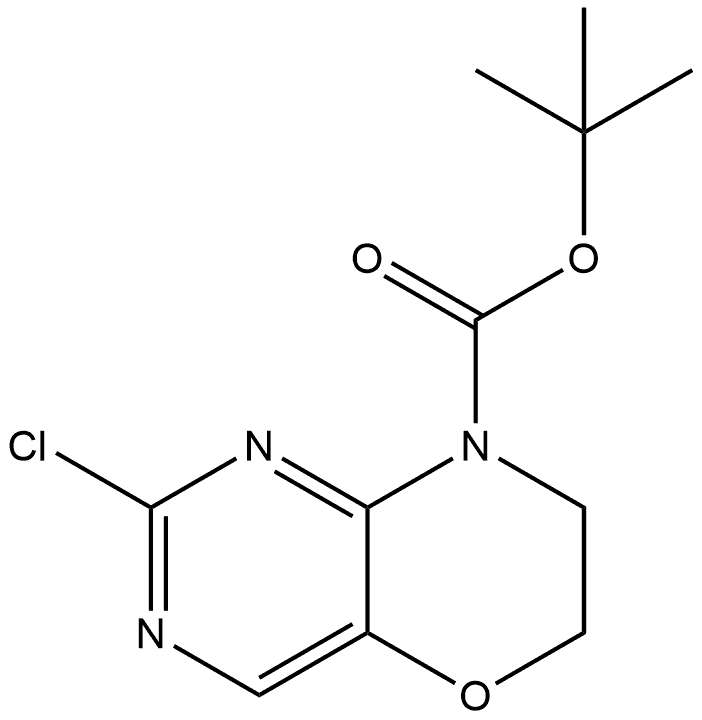 1,1-Dimethylethyl 2-chloro-6,7-dihydro-8H-pyrimido[5,4-b][1,4]oxazine-8-carboxylate 化学構造式