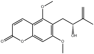 2H-1-Benzopyran-2-one, 6-[(2R)-2-hydroxy-3-methyl-3-buten-1-yl]-5,7-dimethoxy-,137764-14-8,结构式
