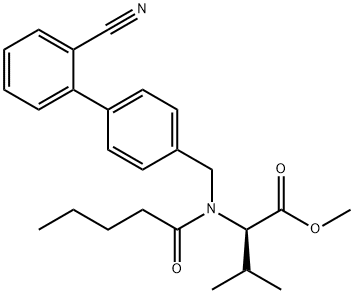 D-Valine, N-[(2'-cyano[1,1'-biphenyl]-4-yl)methyl]-N-(1-oxopentyl)-, methyl ester Struktur