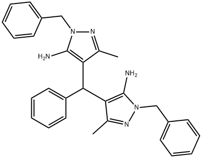 1H-Pyrazol-5-amine, 4,4'-(phenylmethylene)bis[3-methyl-1-(phenylmethyl)- Struktur