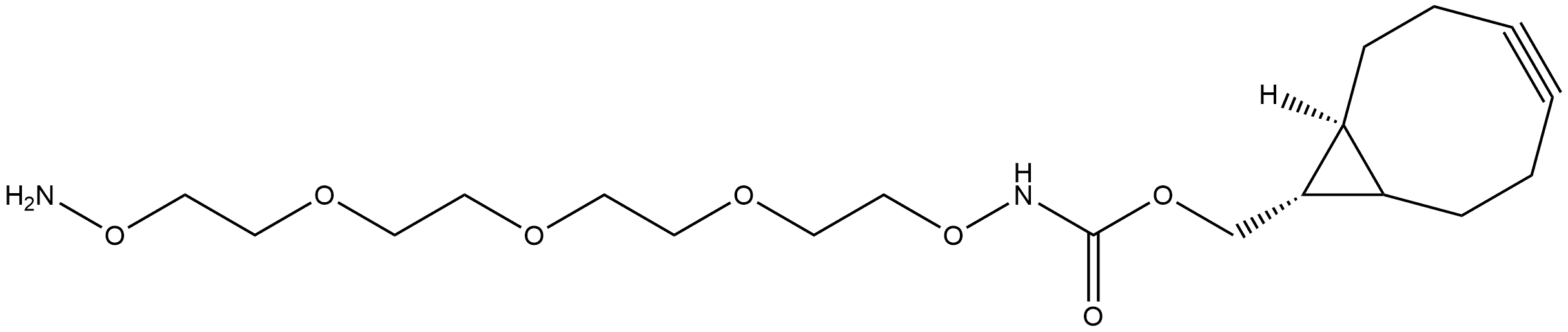 3,6,9,12-Tetraoxa-2-azatetradecanoic acid, 14-(aminooxy)-, (1α,8α,9α)-bicyclo[6.1.0]non-4-yn-9-ylmethyl ester Structure