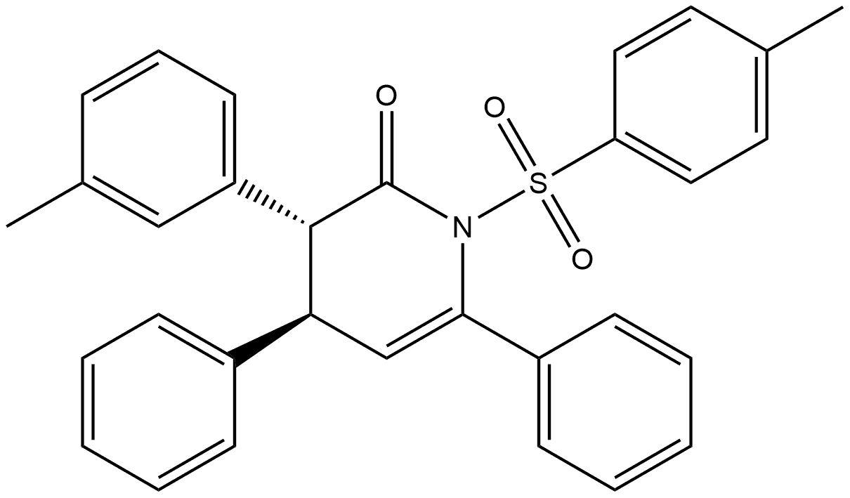 (3R,4R)-3,4-Dihydro-3-(3-methylphenyl)-1-[(4-methylphenyl)sulfonyl]-4,6-diphenyl-2(1H)-pyridinone 结构式