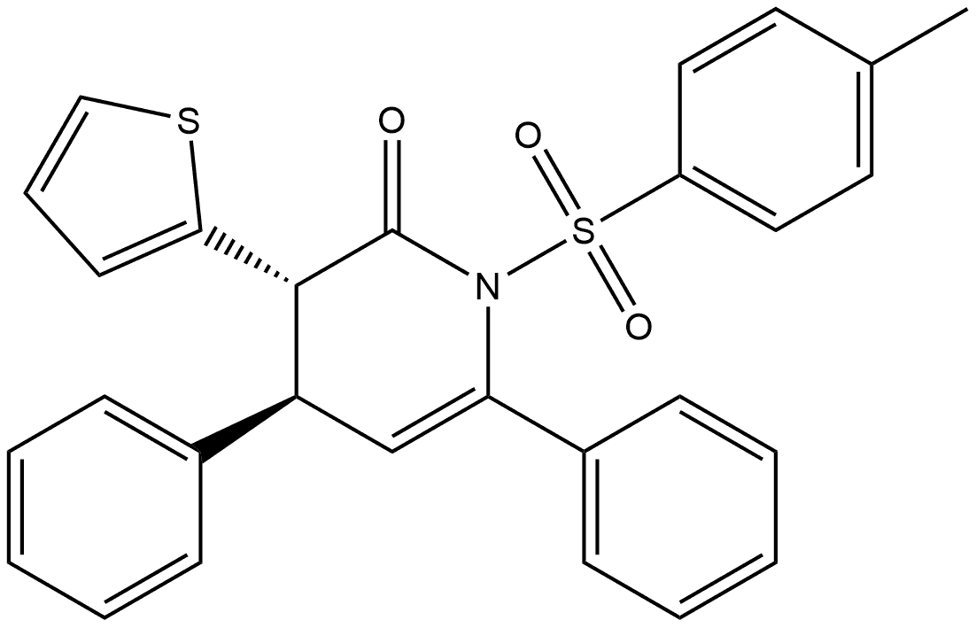 (3S,4R)-3,4-Dihydro-1-[(4-methylphenyl)sulfonyl]-4,6-diphenyl-3-(2-thienyl)-2(1H)-pyridinone 结构式