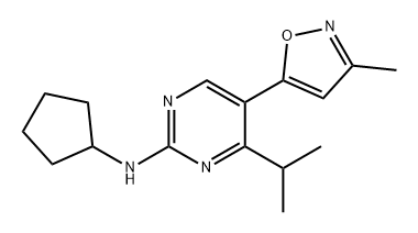 2-Pyrimidinamine, N-cyclopentyl-4-(1-methylethyl)-5-(3-methyl-5-isoxazolyl)- Struktur