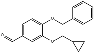 3-(Cyclopropylmethoxy)-4-(phenylmethoxy)benzaldehyde 化学構造式