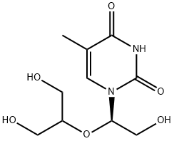 2,4(1H,3H)-Pyrimidinedione, 1-[(1R)-2-hydroxy-1-[2-hydroxy-1-(hydroxymethyl)ethoxy]ethyl]-5-methyl- 结构式