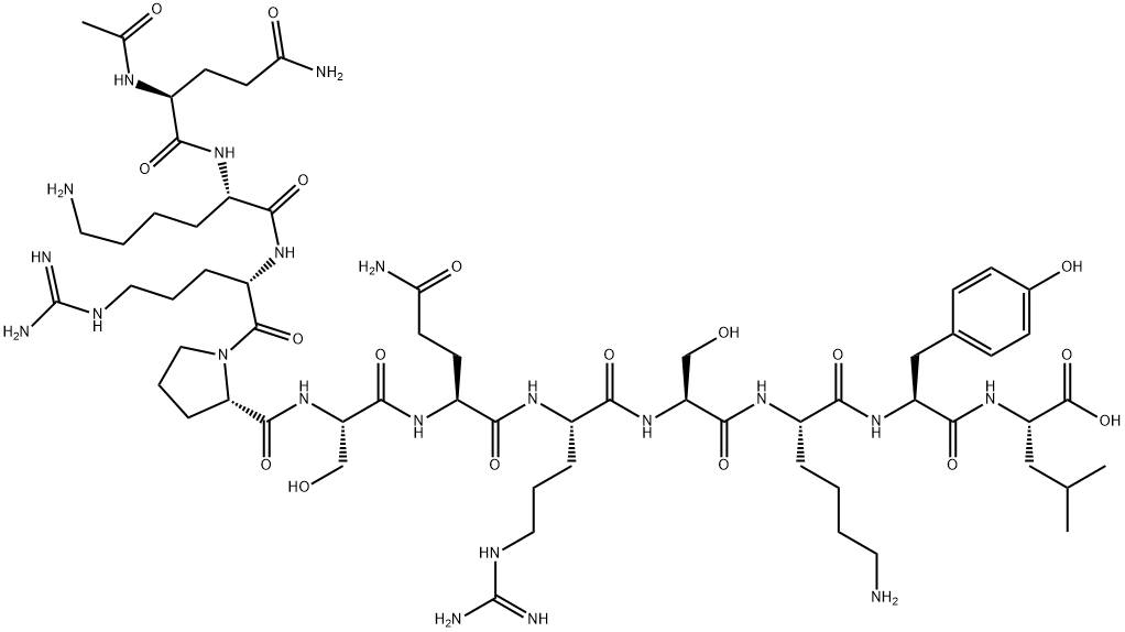L-Leucine, N2-acetyl-L-glutaminyl-L-lysyl-L-arginyl-L-prolyl-L-seryl-L-glutaminyl-L-arginyl-L-seryl-L-lysyl-L-tyrosyl- Structure