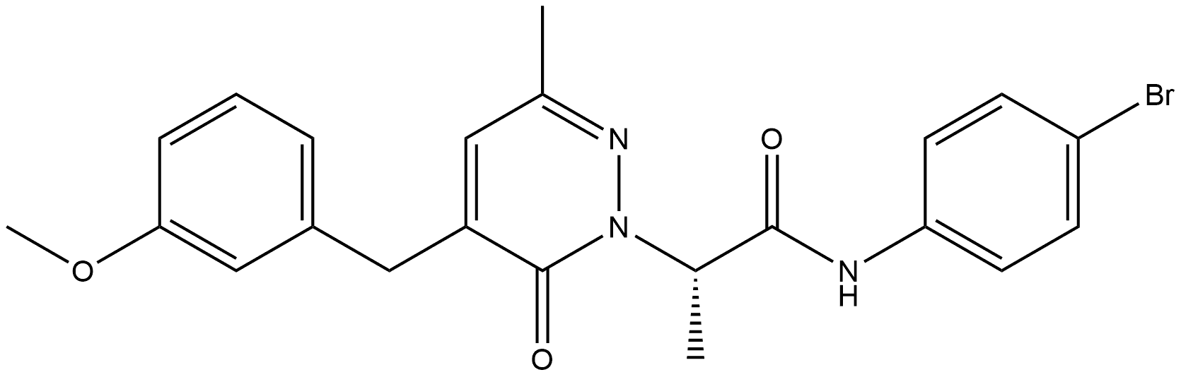 1(6H)-Pyridazineacetamide, N-(4-bromophenyl)-5-[(3-methoxyphenyl)methyl]-α,3-dimethyl-6-oxo-, (αS)- 结构式
