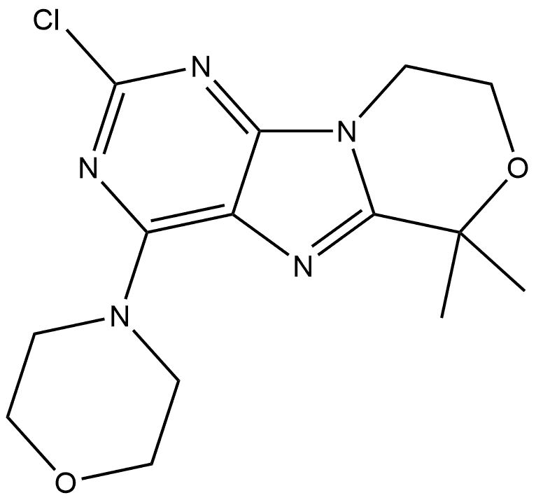 2-氯-6,6-二甲基-4-吗啉-8,9-二氢-6H-[1,4]噁嗪并[4,3-E]嘌呤, 1382980-58-6, 结构式