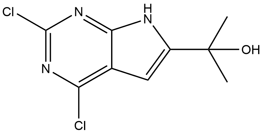 2-(2,4-二氯-7H-吡咯并[2,3-D]嘧啶-6-基)丙-2-醇, 1382982-04-8, 结构式