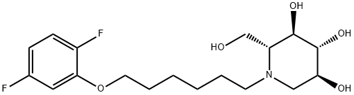 3,4,5-Piperidinetriol, 1-[6-(2,5-difluorophenoxy)hexyl]-2-(hydroxymethyl)-, (2R,3R,4R,5S)-|3,4,5-Piperidinetriol, 1-[6-(2,5-difluorophenoxy)hexyl]-2-(hydroxymethyl)-, (2R,3R,4R,5S)-