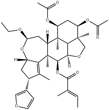 1383604-86-1 2-Butenoic acid, 2-methyl-, (2R,3aS,5R,6aR,6bR,7S,9R,9aR,11aR,12S,12aR)-7,9-bis(acetyloxy)-5-ethoxy-2-(3-furanyl)-3,3a,6,6a,6b,7,8,9,9a,10,11a,11b,12,12a-tetradecahydro-1,6b,9a,12a-tetramethyl-2H,5H-cyclopent[a]isobenzofuro[7,1-gh][3]benzoxepin-12-yl ester, (2E)-