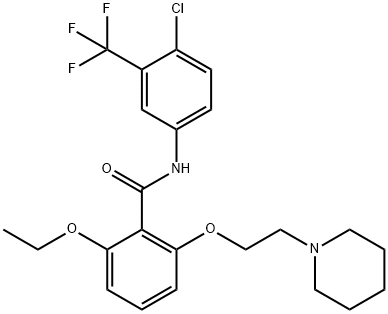N-[4-Chloro-3-(trifluoromethyl)phenyl]-2-ethoxy-6-[2-(1-piperidinyl)ethoxy]benzamide Struktur