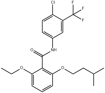 N-[4-Chloro-3-(trifluoromethyl)phenyl]-2-ethoxy-6-(3-methylbutoxy)benzamide Struktur
