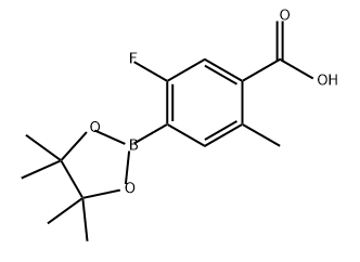 Benzoic acid, 5-fluoro-2-methyl-4-(4,4,5,5-tetramethyl-1,3,2-dioxaborolan-2-yl)- Structure