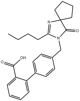 [1,1'-Biphenyl]-2-carboxylic acid, 4'-[(2-butyl-4-oxo-1,3-diazaspiro[4.4]non-1-en-3-yl)methyl]- Structure