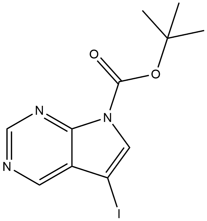 1,1-Dimethylethyl 5-iodo-7H-pyrrolo[2,3-d]pyrimidine-7-carboxylate Struktur